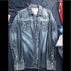 True Religion “Trucker flannel” button up sz Large